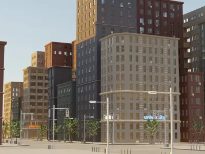 Simple City Low-poly 3D model