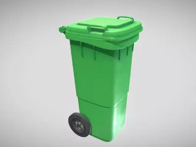 Green Plastic Waste Bin 60 Liters 945x360x448 Low-poly 3D model