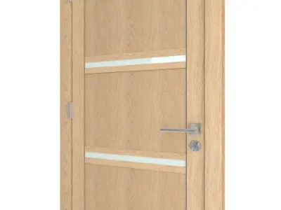 Door-038 wooden door with glass panels 3D model