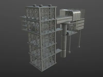 SCIENCE LAUNCH TOWER Low-poly 3D model