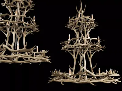 Imposing Chandelier Made of Antlers 3D model