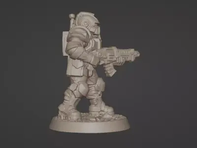 Armored Recon Trooper 32 mm One Piece STL 3D print model