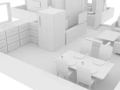 House Flat Floor Plan Non texture Version Low-poly 3D model