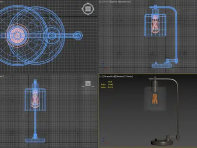 Industrial Table Lamp Low-poly 3D model