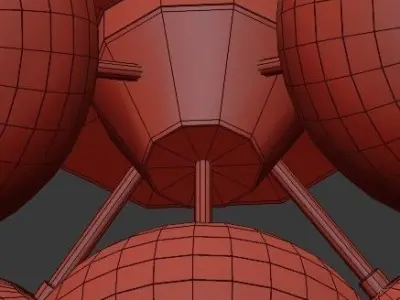 Untitled five light ceiling fixture with glass globes 3D model