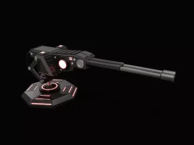 LowPoly Sci-Fi Turret V1 Updated Low-poly 3D model