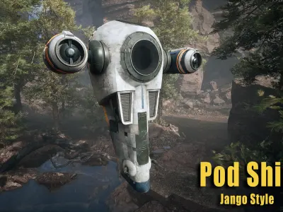 Grogu Style Pod Ship Low-poly 3D model