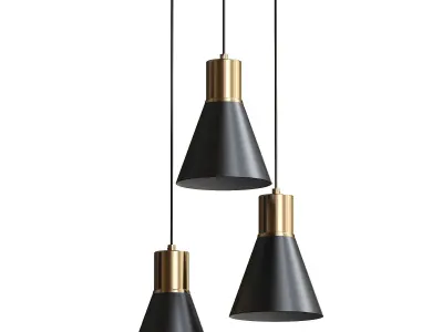 JONATHAN Y Apollo 3-Light Metal Cluster LED Pendant 3D model