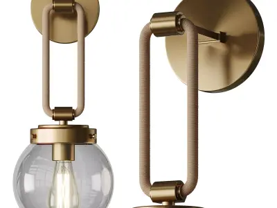 Coastal Cottage Rope Globe Sconce 3D model