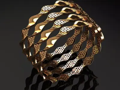 1296 Golden Tides Bangle 60MM-8gm 3D print model