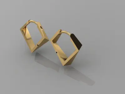polygonallearringsjewellry geometric hoop earrings 3D print model