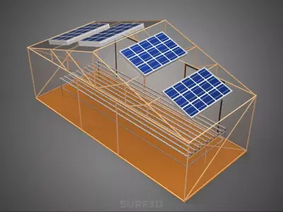 INDOOR SOLAR PANEL HYDROPONIC GREENHOUSE GLASSHOUSE FARM GARDEN 3D model