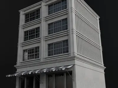 OLD RETRO CLASSICAL BUILDING 6 Low-poly 3D model