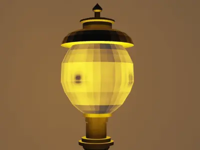 Lantern in the park with light PBR Game-ready Low-poly 3D model get