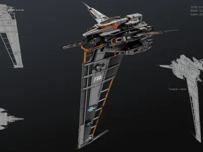 Vertical Fighter Spaceship Low-poly 3D model