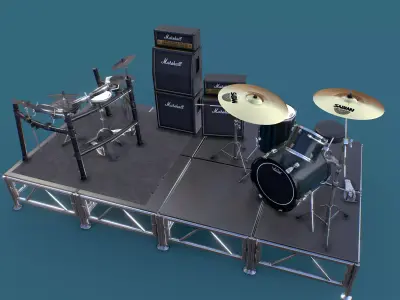 Just a Couple of Drum kits Low-poly 3D model