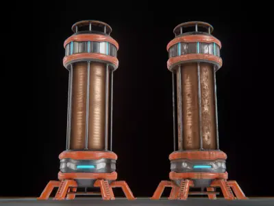 Sci-Fi Reactor Low-poly 3D model