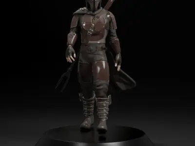 The Mandalorian star wars statue 3D model