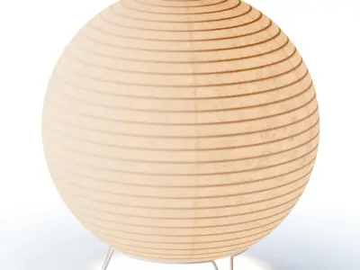 Round LED Japanese Style Lantern Rice Paper Desk Lamp 3D model