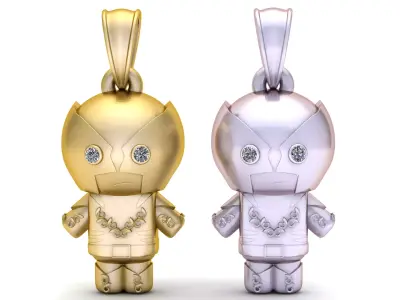  Gold Robot Pendant 3D print model