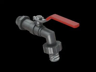 Valve Tap red Low-poly 3D model