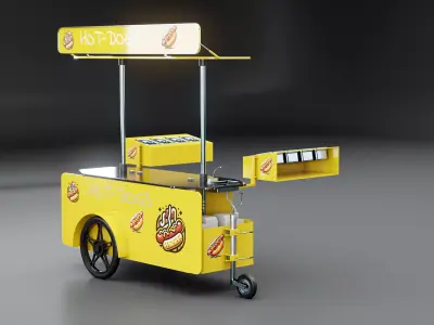 Mobile Food Cart hot-Dog Low-poly 3D model