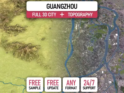 Guangzhou - 3D City Topography Terrain 3D Model Pack