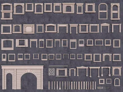 Building Facade Precast Frame Collection 3D model