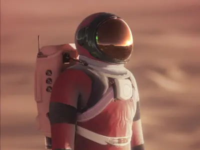 MARS astronaut rigged animated realistic with environment  Low-poly 3D model