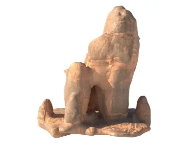 Red sand cliff Low-poly 3D model