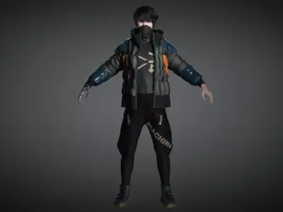 AAA Cyber Punk Male Character 02 Low-poly 3D model