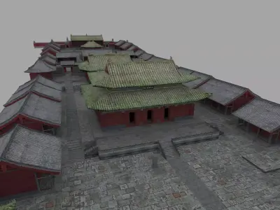 Shaolin Temple BPR 3D Model KungFu Low-poly 3D model