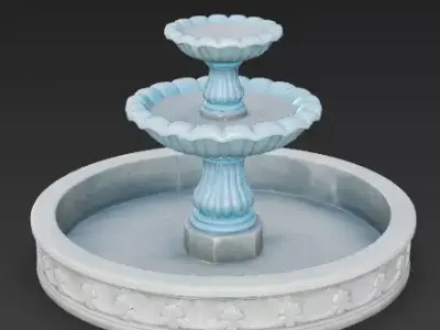 Classical Two-Tiered Garden Fountain 3D Model Low-poly 3D model