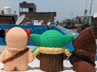 Knitted Starwars chewbacca Baby yoda Jawa 3D print model