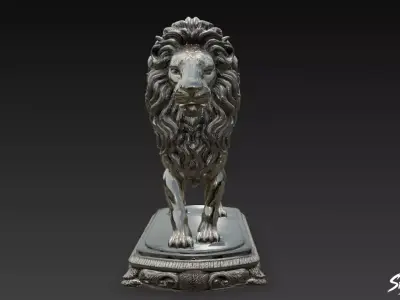 Lion Statue V32 Low-poly 3D model