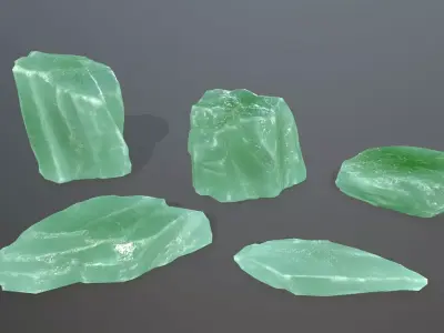 Ice Set jade stone Low-poly 3D model