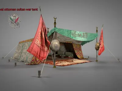  Medieval ottoman sultan war tent 3D model