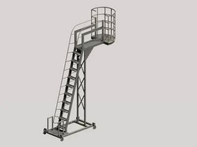 Industrial Mobile Cantilever Work Platform Low-poly 3D model