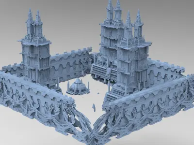 Forest Sci fi fi temple 4 3D model