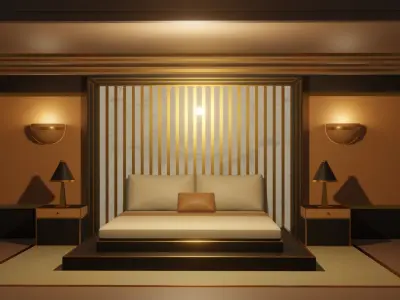 Hotel Room Low-poly 3D model