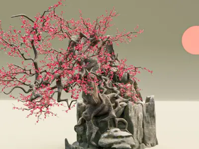 Old Peach Blossom Tree 3D model