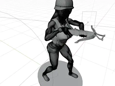 Post-Apocalyptic Crossbow Soldier Sexy Female STL Model  3D print model