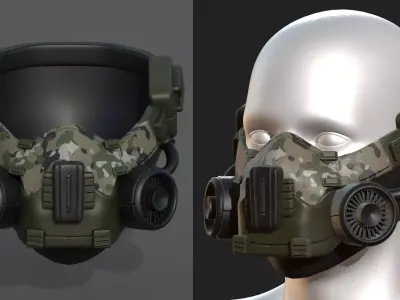 Gas mask helmet scifi futuristic military combat  Low-poly 3D model
