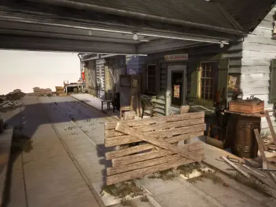 Route 66 Gas Station  Modular Environment Low-poly 3D model