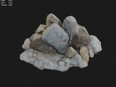 Stone Pile 3-Pack Game-Ready Low-poly 3D model