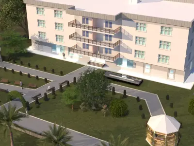 4 floor simple building 3D model