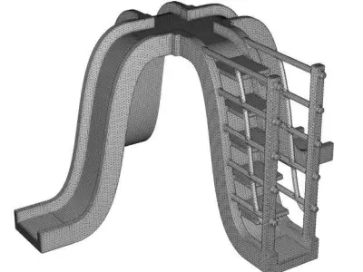 Wooden Outdoor Kids Equipment 3D model