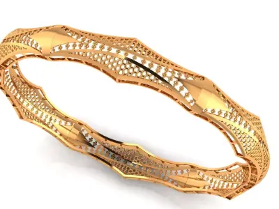1163 Ridged Hexagon Pattern Bangle 15gm 3D print model