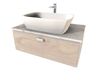 Modern Bathroom Vanity with Vessel Sink 3D model
