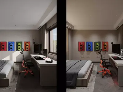 Interior Designed Scene of boys bedroom 3D model